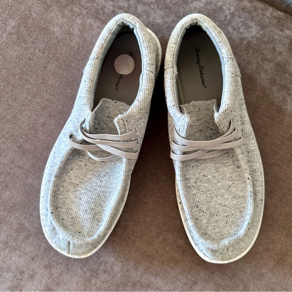 TOMMY BAHAMAS Light Gray Woman’s Loafers “Hey Dude” Slip On Shoes Sz 10 Comfort